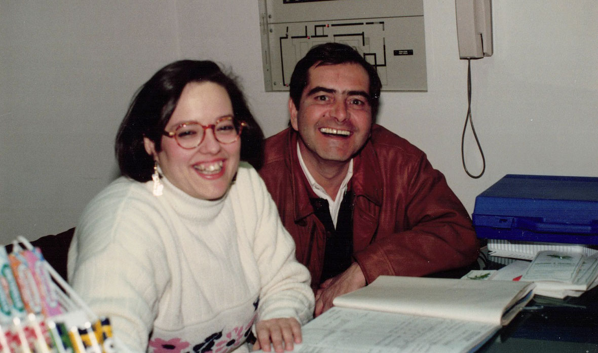 Primi anni '90, Carla Ponti con Giuliano Tonoli, manager della compagnia teatrale "Rate Voloire"